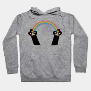 Rainbow in Black Animal Paws Hoodie